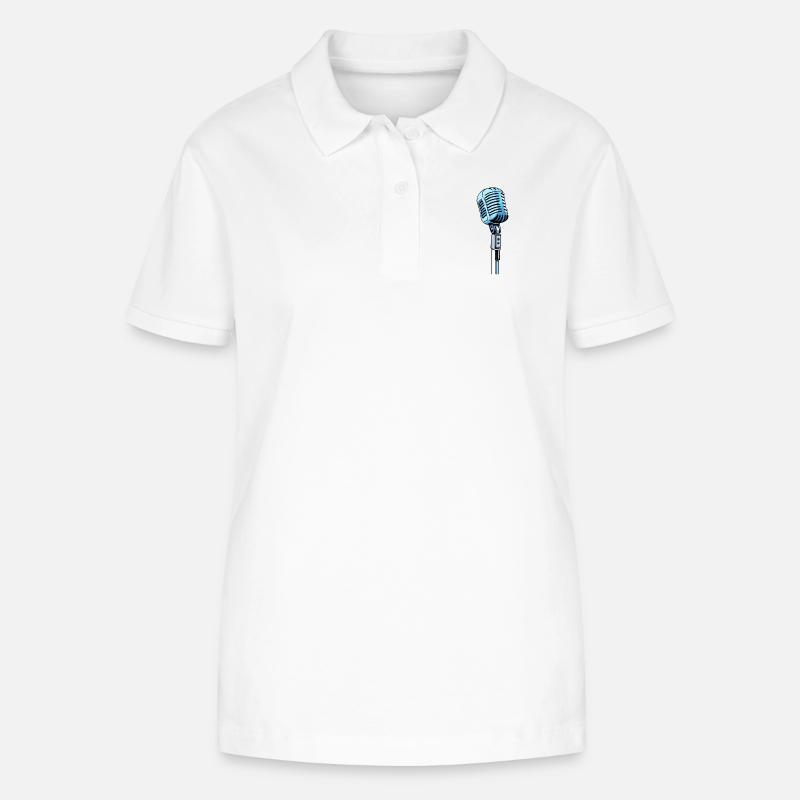 Vintage Comic Style Microphone Singing - Stanley/Stella Women’s Organic Polo Shirt ELLISER - white