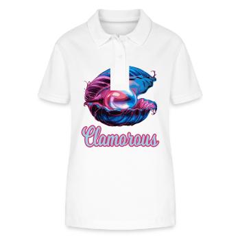 Clamorouse Muschel mit einer Perle Design - Stanley/Stella Frauen Bio-Poloshirt ELLISER - Weiß - Vorne - Anna (173cm)