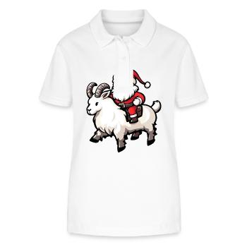 Chèvre de montagne Père Noël dessin animé - Polo bio ELLISER Stanley/Stella Femme - blanc - Devant - Anna (173cm)
