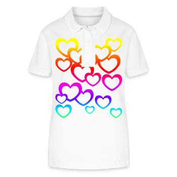 Colorful Hearts Gradient Rainbow Heart Icon - Stanley/Stella Women’s Organic Polo Shirt ELLISER - white - Front - Anna (173cm)