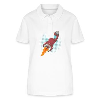 Comic Rakete Raumschiff Weltall Flugkörper - Stanley/Stella Frauen Bio-Poloshirt ELLISER - Weiß - Vorne - Anna (173cm)