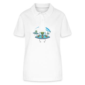 Étoile filante avec ciel extraterrestre - Polo bio ELLISER Stanley/Stella Femme - blanc - Devant - Anna (173cm)