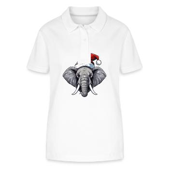 Elephant Head Christmas Portrait - Stanley/Stella Women’s Organic Polo Shirt ELLISER - white - Front - Anna (173cm)