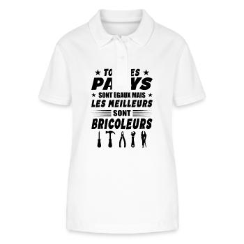 Les Papys Sont égaux Les Meilleurs Sont Bricoleurs - Polo bio ELLISER Stanley/Stella Femme - blanc - Devant - Anna (173cm)