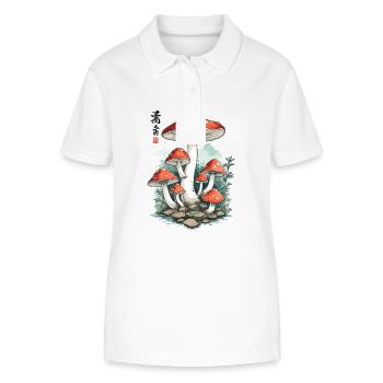 Champignon magique Japon Cottagecore Design - Polo bio ELLISER Stanley/Stella Femme - blanc - Devant - Anna (173cm)