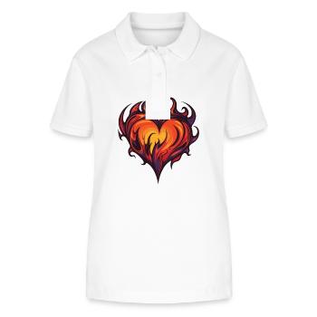 Coeur, Feu, Amour, Flamme - Polo bio ELLISER Stanley/Stella Femme - blanc - Devant - Anna (173cm)
