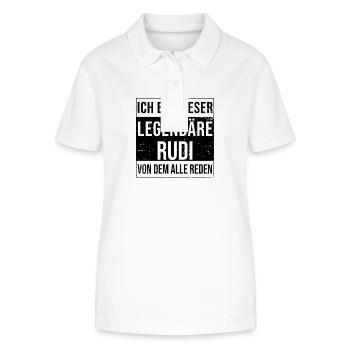 Ich bin dieser legendäre für Rudi - Stanley/Stella Frauen Bio-Poloshirt ELLISER - Weiß - Vorne - Anna (173cm)