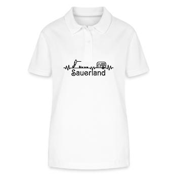 Sauerland Caravan Camping Hiking Heartbeat - Stanley/Stella Women’s Organic Polo Shirt ELLISER - white - Front - Anna (173cm)