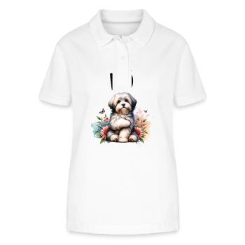 Drôle de dicton havanais non pour les amoureux des chiens - Polo bio ELLISER Stanley/Stella Femme - blanc - Devant - Anna (173cm)