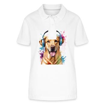 Labrador Retriever Headphones Dog Animal Print - Stanley/Stella Women’s Organic Polo Shirt ELLISER - white - Front - Anna (173cm)