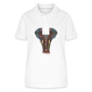 Elefant Mandala für einen Kunstliebhaber Elefant - Stanley/Stella Frauen Bio-Poloshirt ELLISER - Weiß - Vorne - Anna (173cm)