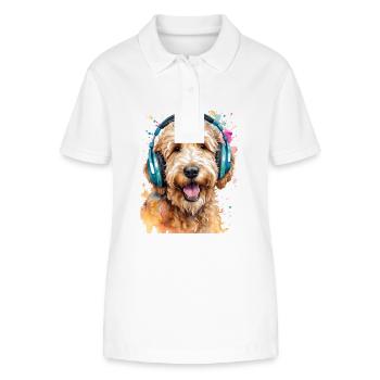 Goldendoodle Casque Chien Animal Design Imprimer - Polo bio ELLISER Stanley/Stella Femme - blanc - Devant - Anna (173cm)