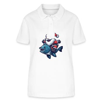 Piranha Poisson Père Noël Dessin animé - Polo bio ELLISER Stanley/Stella Femme - blanc - Devant - Anna (173cm)