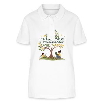 Learning and growing through play – children's motif design - Stanley/Stella Women’s Organic Polo Shirt ELLISER - white - Front - Anna (173cm)