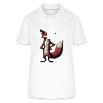 Renard roux dessin animé Woodland Animal - Polo bio ELLISER Stanley/Stella Femme - blanc - Devant - Anna (173cm)