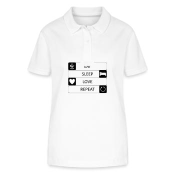 Manger Dormir Aimer Répéter Amour Sexe Saint-Valentin - Polo bio ELLISER Stanley/Stella Femme - blanc - Devant - Anna (173cm)