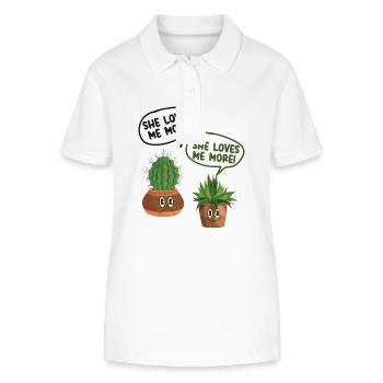 Amoureux des plantes Jardinage Cactus - Polo bio ELLISER Stanley/Stella Femme - blanc - Devant - Anna (173cm)