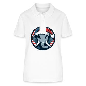 Éléphant Animal de Noël - Polo bio ELLISER Stanley/Stella Femme - blanc - Devant - Anna (173cm)