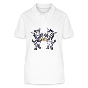 Zebra Comic Beer Funny Booze - Stanley/Stella Women’s Organic Polo Shirt ELLISER - white - Front - Anna (173cm)