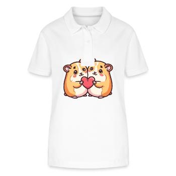 Couple De Hamsters Amoureux Des Animaux Pour La Saint-Valentin - Polo bio ELLISER Stanley/Stella Femme - blanc - Devant - Anna (173cm)