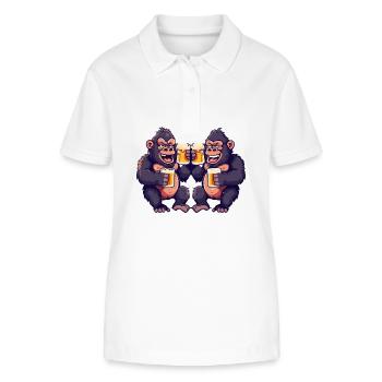 Gorilla Comic Beer Funny Booze - Stanley/Stella Women’s Organic Polo Shirt ELLISER - white - Front - Anna (173cm)