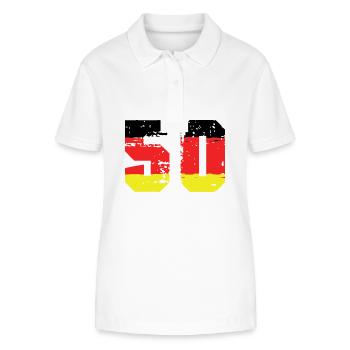 Maillot Allemagne numéro 50 - Polo bio ELLISER Stanley/Stella Femme - blanc - Devant - Anna (173cm)