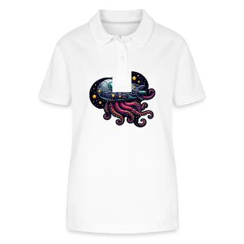 Phantasie Oktopus Raumschiff - Stanley/Stella Frauen Bio-Poloshirt ELLISER - Weiß - Vorne - Anna (173cm)