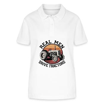 Echte Männer fahren Traktoren - Stanley/Stella Frauen Bio-Poloshirt ELLISER - Weiß - Vorne - Anna (173cm)