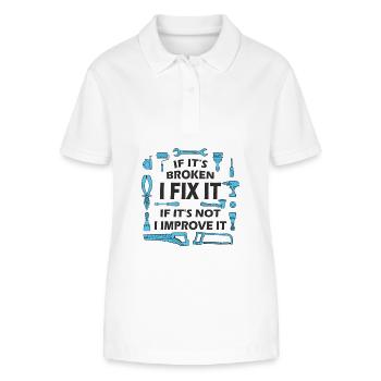 If It’s Broken, I Fix It - DIY Enthusiast Quote - Stanley/Stella Women’s Organic Polo Shirt ELLISER - white - Front - Anna (173cm)