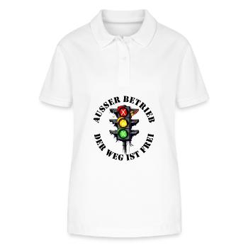 Traffic Light Government Out of Order - Political - Stanley/Stella Women’s Organic Polo Shirt ELLISER - white - Front - Anna (173cm)