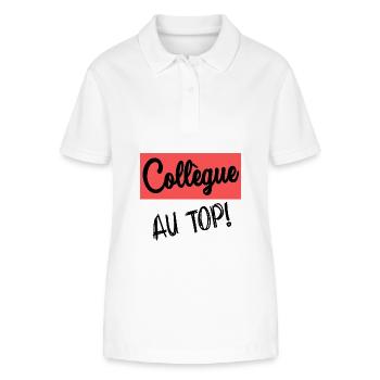 KOLLEGE. ANFANGEN. RUHESTAND - Stanley/Stella Frauen Bio-Poloshirt ELLISER - Weiß - Vorne - Anna (173cm)