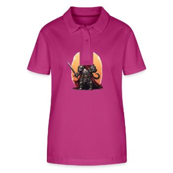 Katze in Ritter Ausrüstung mit Langschwert, AI Gen - Stanley/Stella Frauen Bio-Poloshirt ELLISER - Orchidee - Vorne - Luana (180cm)