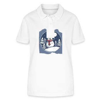 Frosty Wonderland Snowman Snowy Winter Night Scene - Stanley/Stella Women’s Organic Polo Shirt ELLISER - white - Front - Anna (173cm)