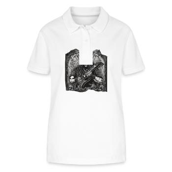 Rock Rattlebones Skeleton Skull Heavy Metal Gitarre - Stanley/Stella Frauen Bio-Poloshirt ELLISER - Weiß - Vorne - Anna (173cm)