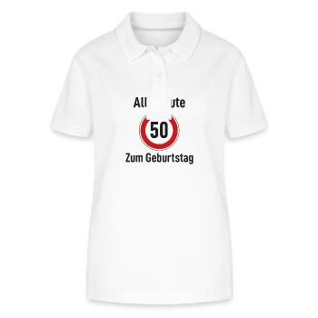 Alles Gute zum Geburtstag Straßenschild "50" - Stanley/Stella Frauen Bio-Poloshirt ELLISER - Weiß - Vorne - Anna (173cm)