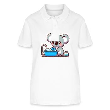 Un ours koala mignon se réjouit - Polo bio ELLISER Stanley/Stella Femme - blanc - Devant - Anna (173cm)