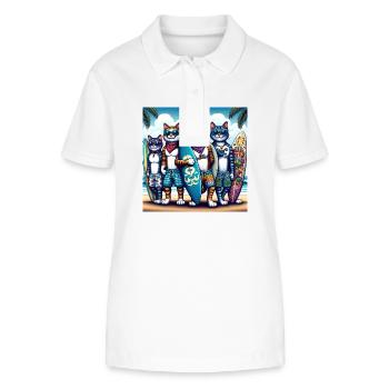 Gato Loco SurferDudes Chats Planche De Surf - Polo bio ELLISER Stanley/Stella Femme - blanc - Devant - Anna (173cm)