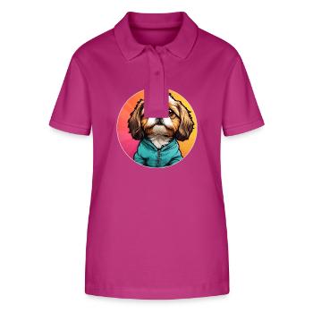 Shih Tzu Portrait im Farbkreis - Stanley/Stella Frauen Bio-Poloshirt ELLISER - Orchidee - Vorne - Luana (180cm)