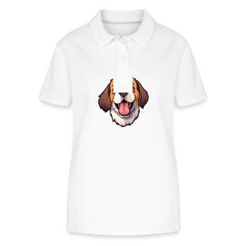 St Bernard Dog Breed Watercolor Cartoon Kawaii Cli - Stanley/Stella Women’s Organic Polo Shirt ELLISER - white - Front - Anna (173cm)