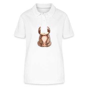 Cute Smiling Sloth Sticker - Stanley/Stella Women’s Organic Polo Shirt ELLISER - white - Front - Anna (173cm)