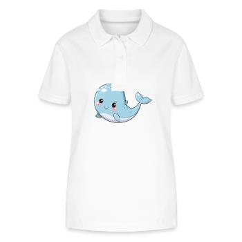 Narwhal Whale Sea Animal Fantasy Motif - Stanley/Stella Women’s Organic Polo Shirt ELLISER - white - Front - Anna (173cm)