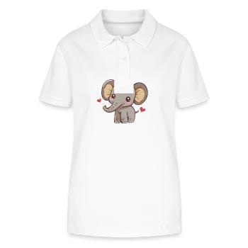 Niedlicher Elefant Mit Herzen - Stanley/Stella Frauen Bio-Poloshirt ELLISER - Weiß - Vorne - Anna (173cm)
