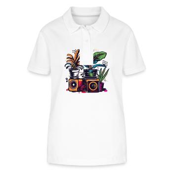 Plantes et musique - Impression de mode de haute qualité - Polo bio ELLISER Stanley/Stella Femme - blanc - Devant - Anna (173cm)
