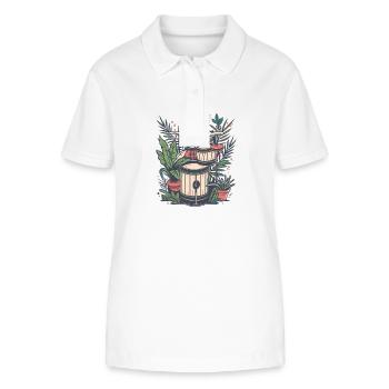 plants and music - high quality fashion print - Stanley/Stella Women’s Organic Polo Shirt ELLISER - white - Front - Anna (173cm)