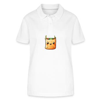 Wrap végétal souriant dans le style dessin animé - Polo bio ELLISER Stanley/Stella Femme - blanc - Devant - Anna (173cm)