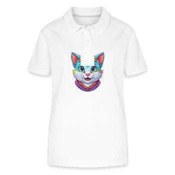 Bambino Cat Breed Cartoon Kawaii Animal Pet - Stanley/Stella Women’s Organic Polo Shirt ELLISER - white - Front - Anna (173cm)
