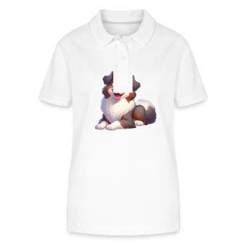 Australischer Schäferhund - Stanley/Stella Frauen Bio-Poloshirt ELLISER - Weiß - Vorne - Anna (173cm)