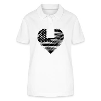 USA Flaggen Herz als patriotisches Freiheitssymbol - Stanley/Stella Frauen Bio-Poloshirt ELLISER - Weiß - Vorne - Anna (173cm)