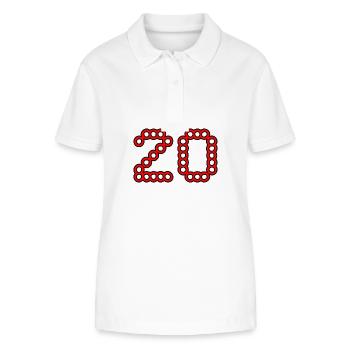 20. 20 JAHRE. 20-JÄHRIGES JUBILÄUM. 20-JÄHRIGES JUBILÄUM. - Stanley/Stella Frauen Bio-Poloshirt ELLISER - Weiß - Vorne - Anna (173cm)