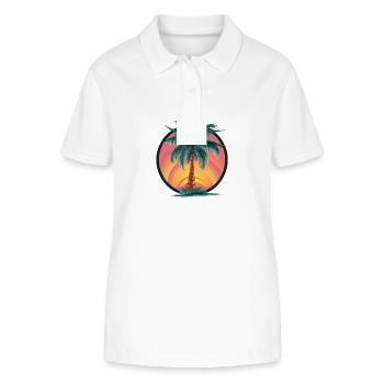 Tropical palm tree at sunset – holiday motif - Stanley/Stella Women’s Organic Polo Shirt ELLISER - white - Front - Anna (173cm)
